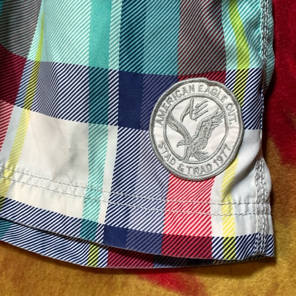 AMERICAN EAGLE OUTFITTERS-multicolored plaid drawstring high waist hybrid shorts - Picture 7 of 11